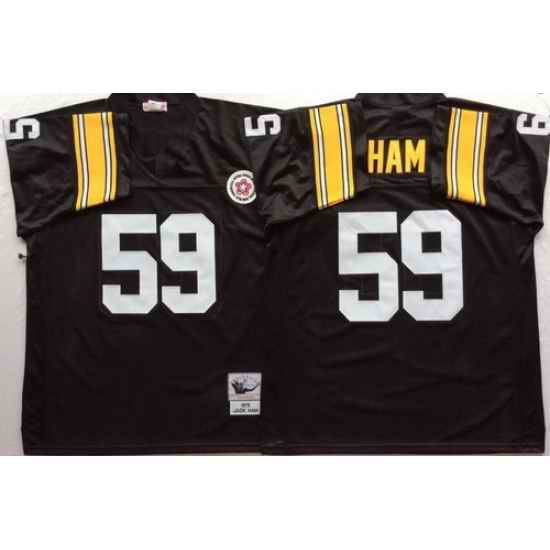 Mitchell And Ness Steelers #59 Ham Black Throwback Stitched NFL Jersey